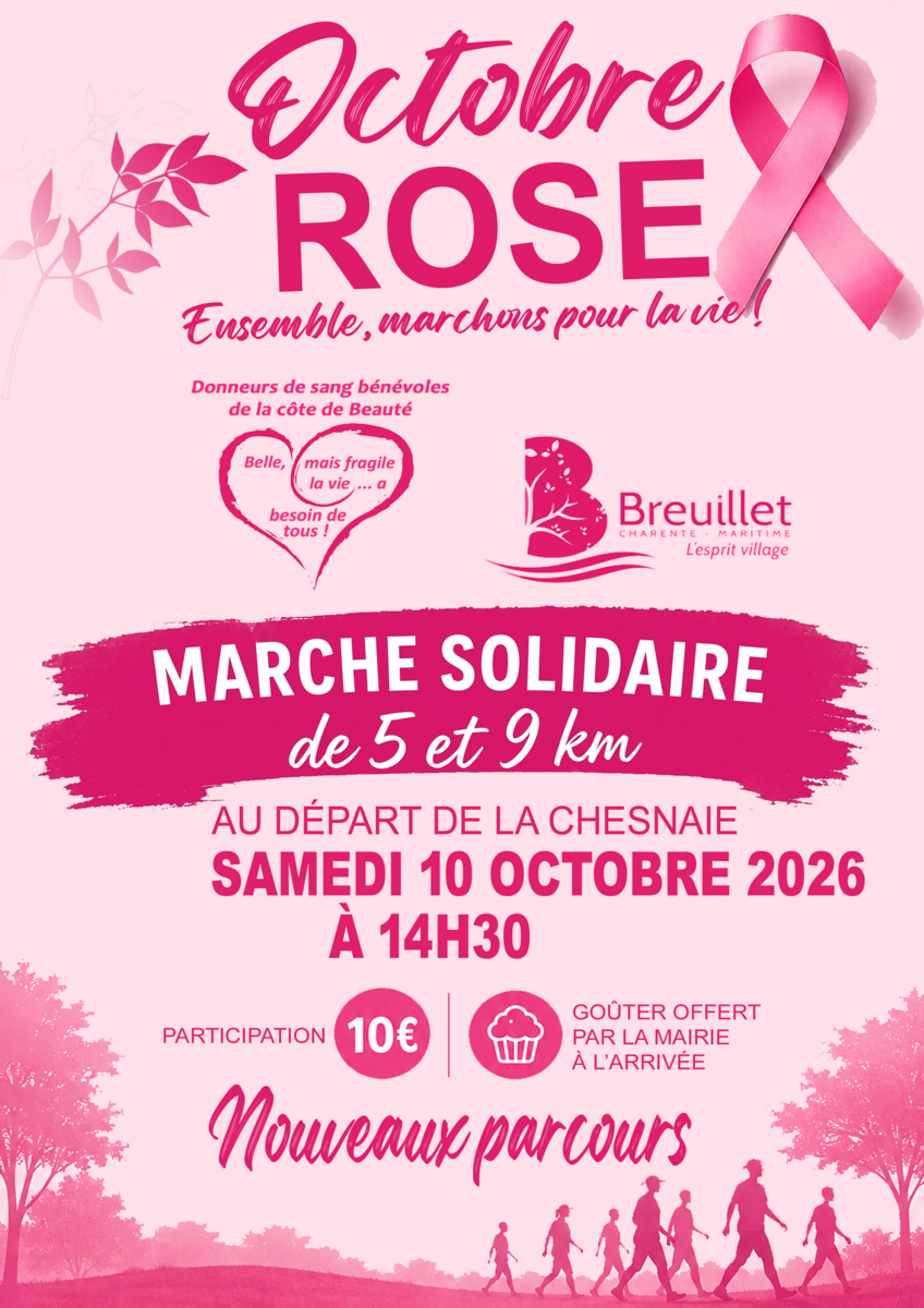 Breuillet - Marche solidaire octobre rose - samedi 10 octobre 2026 à 14h30