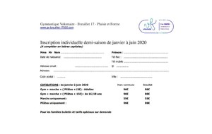 Les inscriptions individuelles &quot;demi-saison&quot; - janvier à juin 2020 sont ouvertes