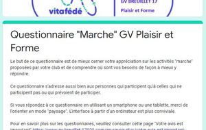 Le questionnaire &quot;Marche&quot; et séjours est ouvert