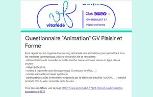 Le questionnaire  Animations  est ouvert