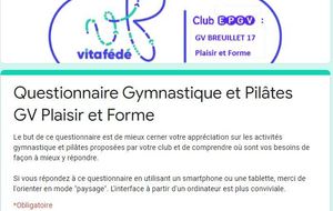 Questionnaire Gymnastique et Pilâtes
