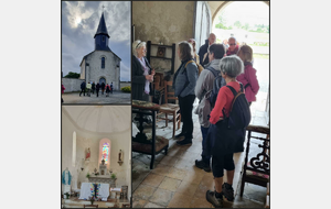 A la hauteur de l'église Sainte-Madeleine (XIIe et XIX siècles), Mme Maryse Gombaud nous interpelle pour une visite et nous ouvre la grande porte de l'ancienne chapelle du Château.
