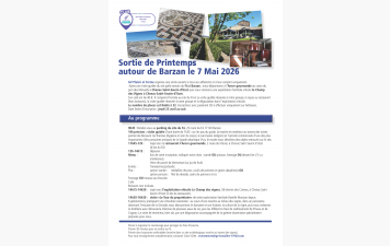Sortie de printemps "Autour de Barzan" le jeudi 07 mai 2026 : les places sont limitées