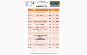 Le programme des marches du dimanche 9h - 12h pour le 2ème trimestre 2026