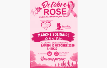 Breuillet - Marche solidaire octobre rose - samedi 10 octobre 2026 à 14h30