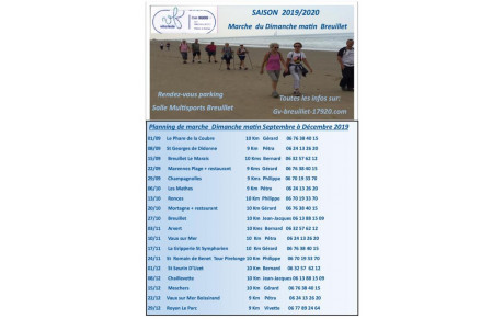 Le programme des marches du dimanche est en ligne pour le 2ème semestre 2019
