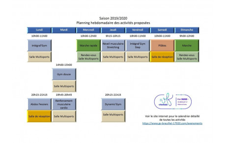 Planning hebdomadaire des activités proposées