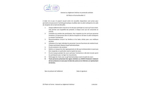 Réouverture des salles pour la pratique de la Gymnastique et du Pilâtes