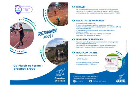 Bienvenue sur le site officiel du club GV Plaisir et Forme de Breuillet - 17920