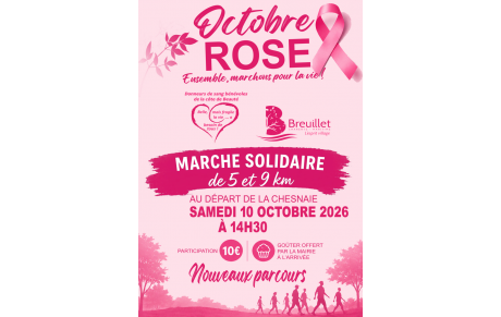 Breuillet - Marche solidaire octobre rose - samedi 10 octobre 2026 à 14h30